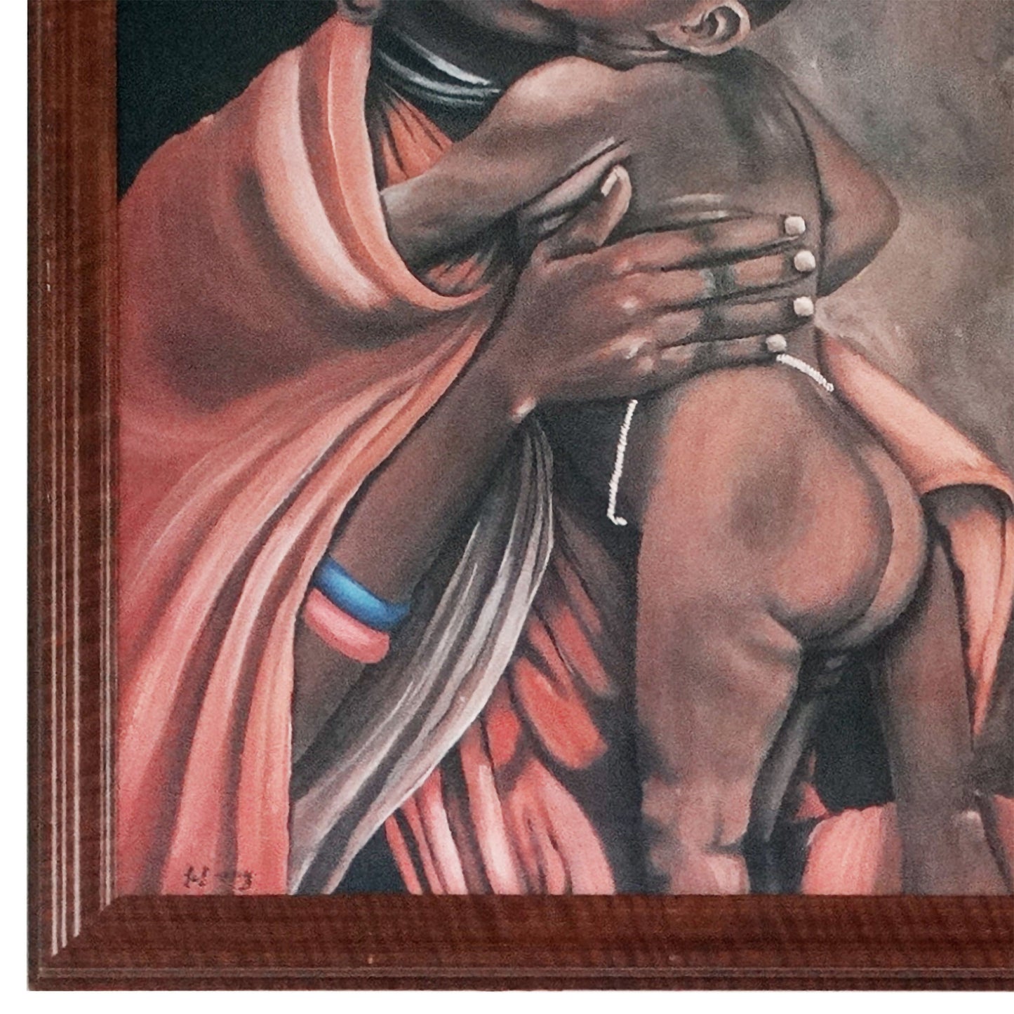 African-Mother-and-Child-Signed-Lithograph-on-Canvas.-closse-up.-Shop-eBargainsAndDeals.com