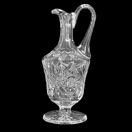 American-Brilliant-Antique Lead-Cut-Crystal-Hobstar-Pitcher.-