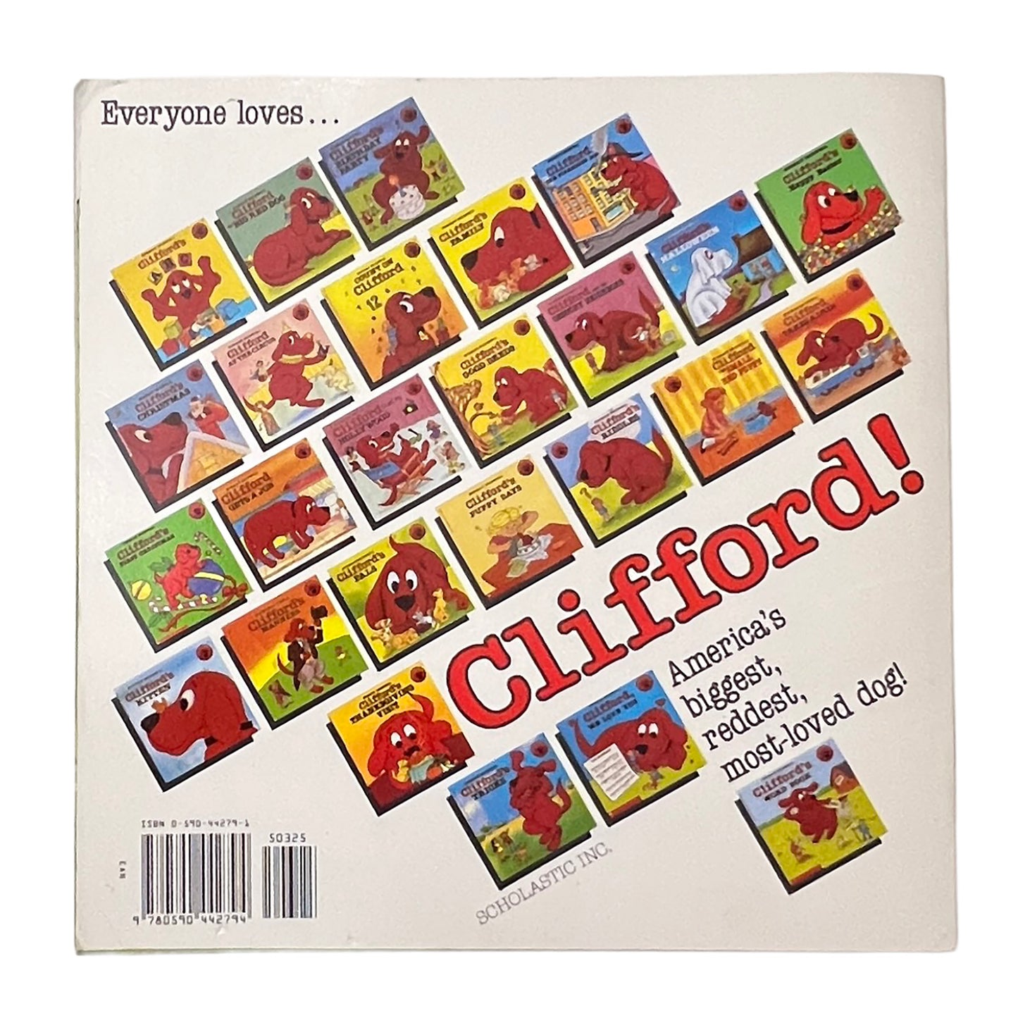 Collection of Clifford the Big Red Dog books on the back cover