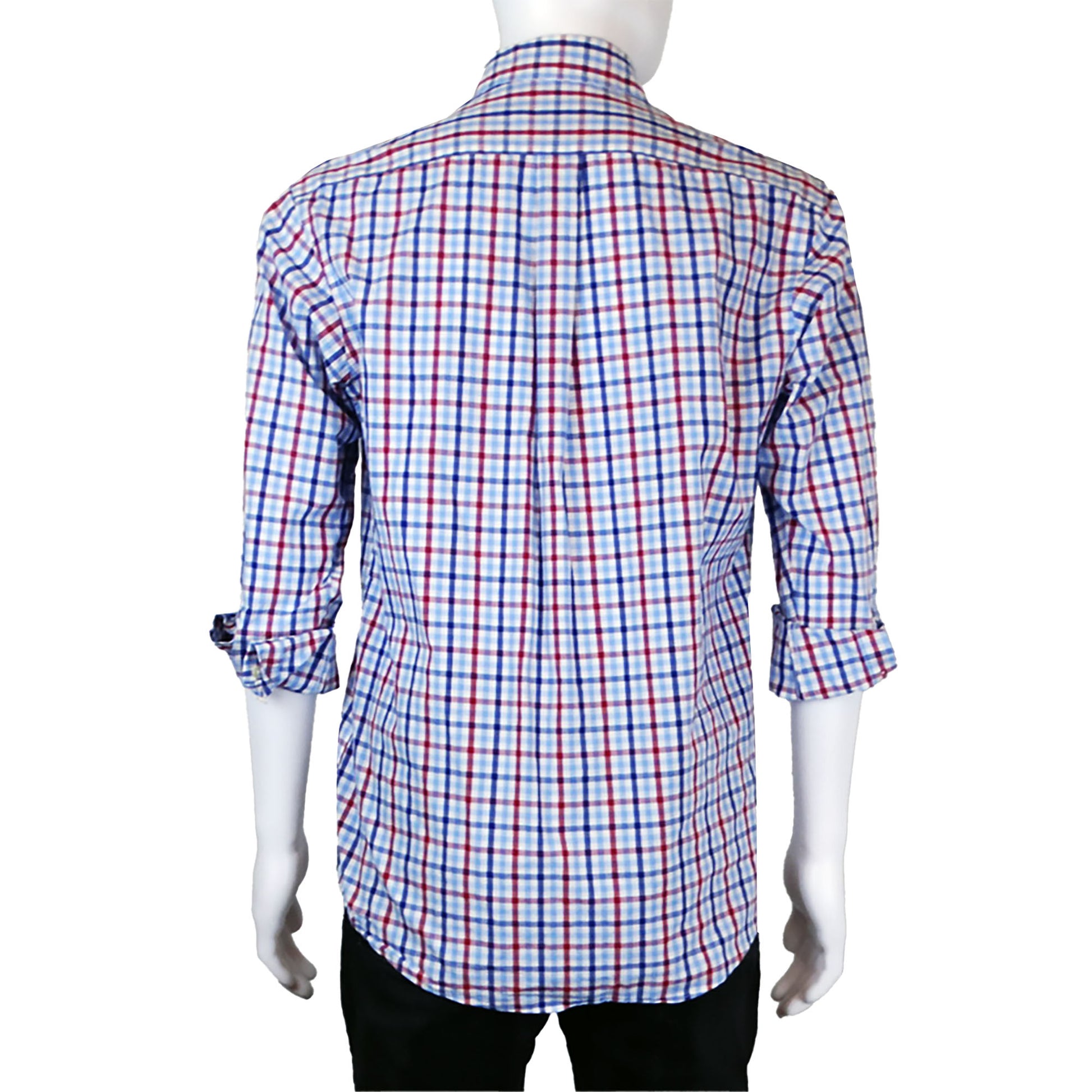 Club-Room-Blue-White-Red-Check-Long-Sleeve-Sport-Shirt.-
