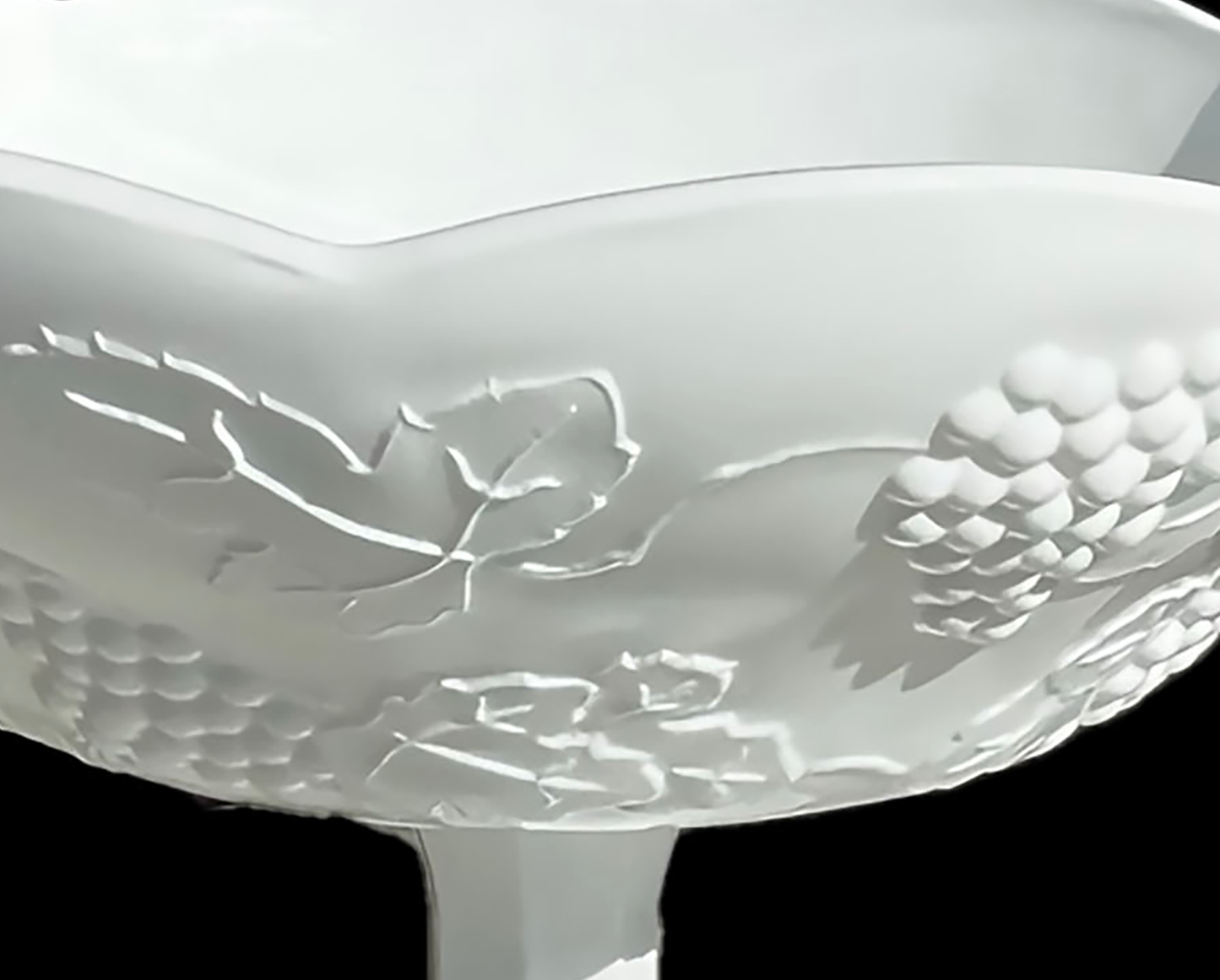 Colony Harvest Milk Glass Pedestal Serving Bowl 10-in. Grapes and Leaves