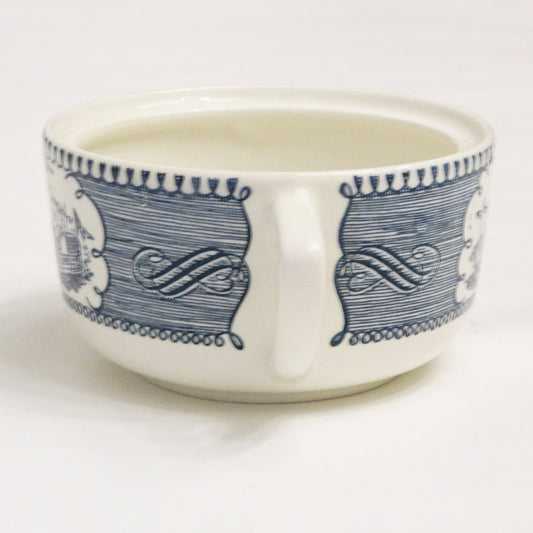 Currier and Ives Blue Sugar Bowl with Handles by Royal China