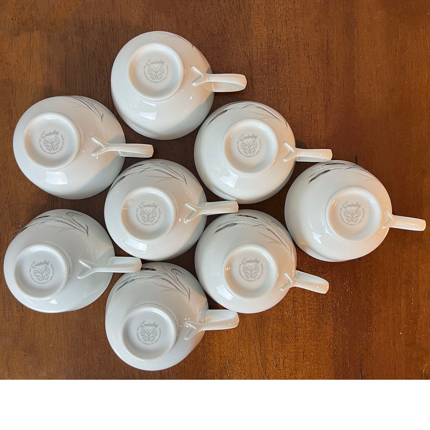 Easterling-Kora-Cup-and-Saucer-Sets.-Wheat-Pattern.-Bottom-view-of-cups