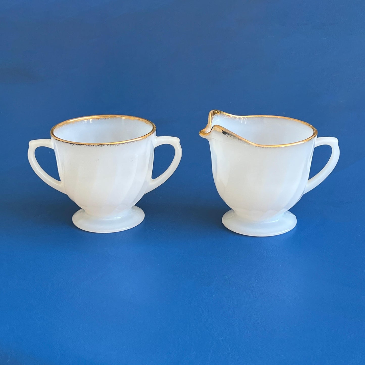 Fire-King-Milk-Glass-Creamer-and-Sugar-Bowl.Side-View.-Shop-eBargainsAndDeals.com