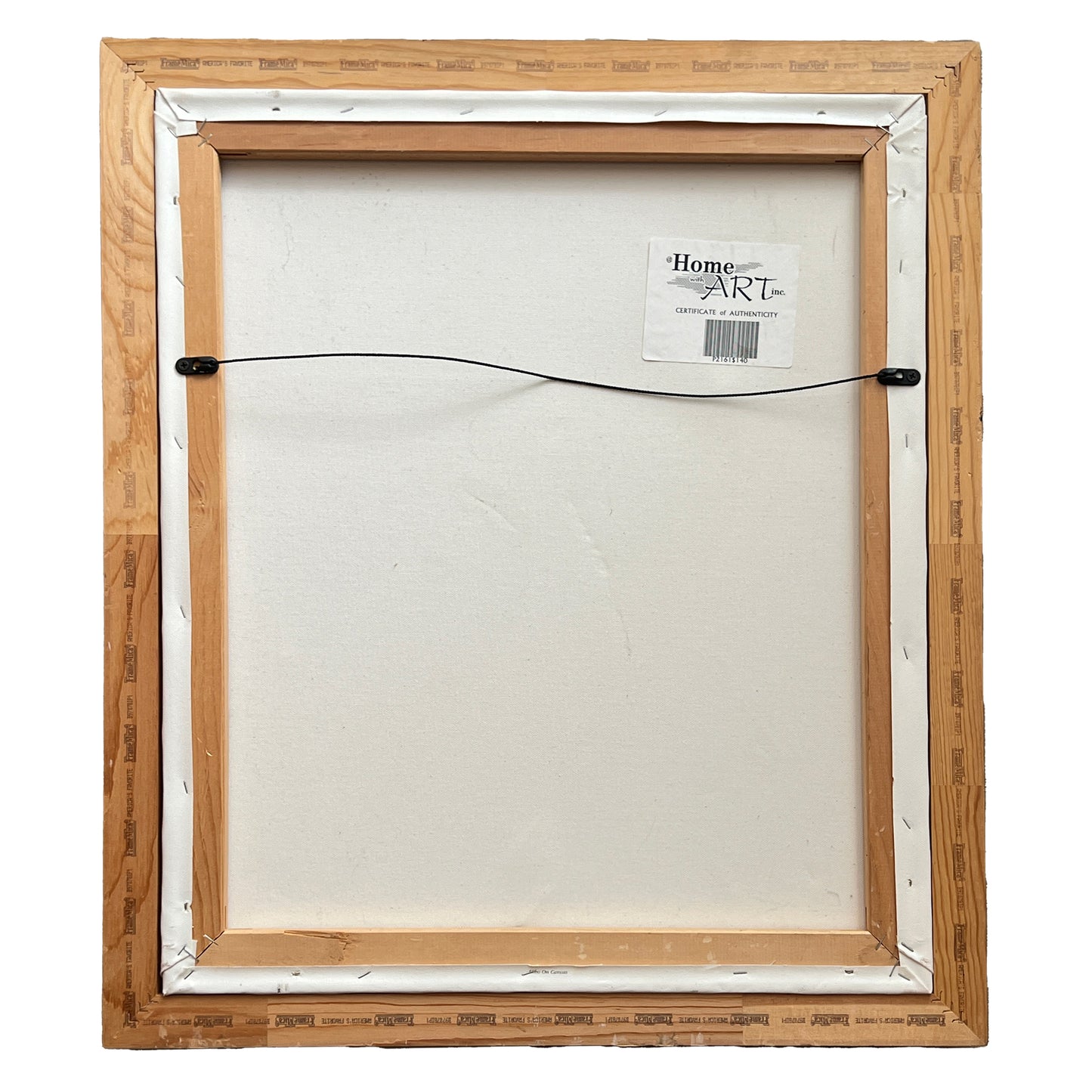 Back of frame, certificate of authenticity