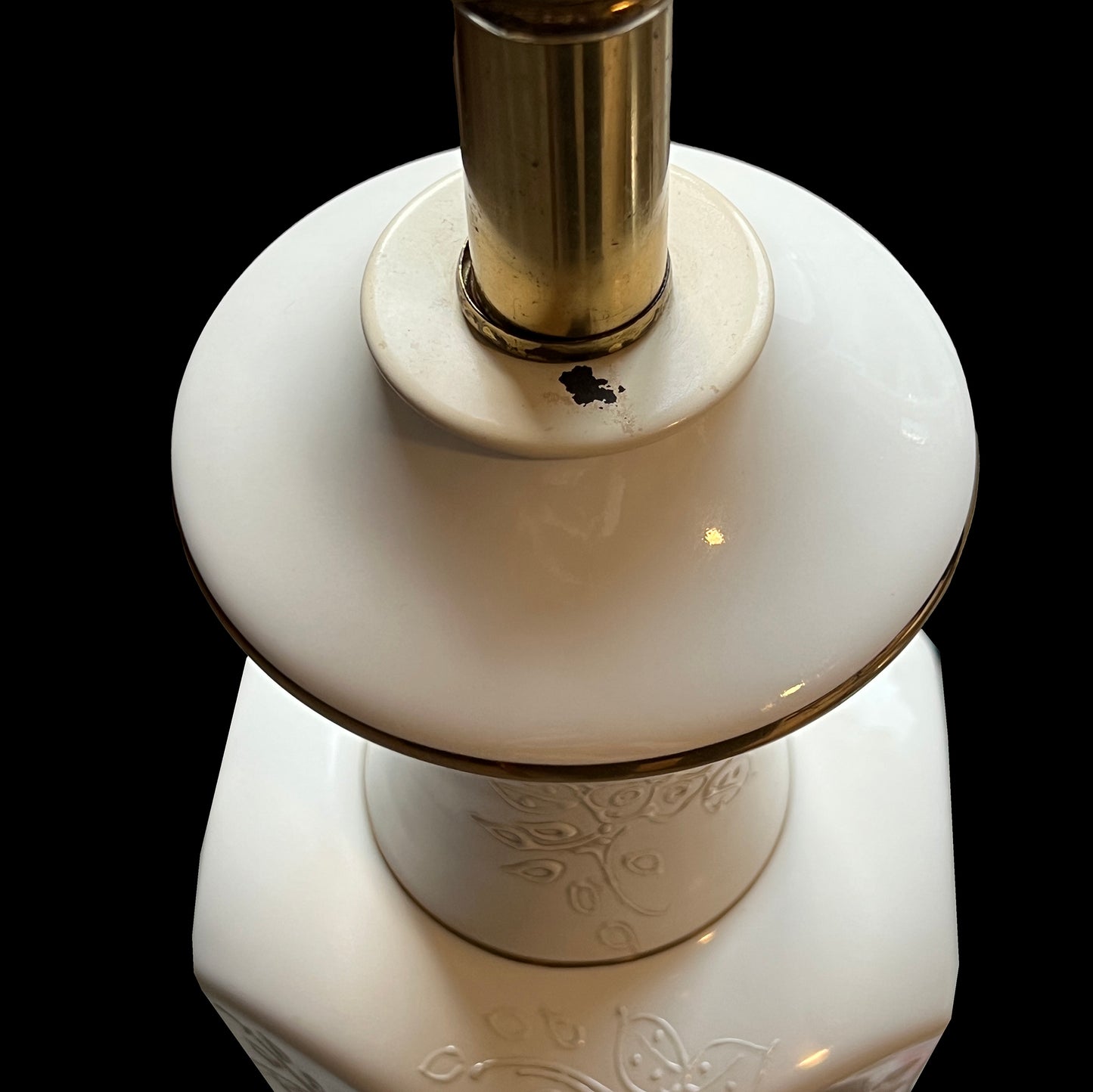 Wilmar Ivory Patterned Porcelain Table Lamps 33" - Set of 2, Mid-Century