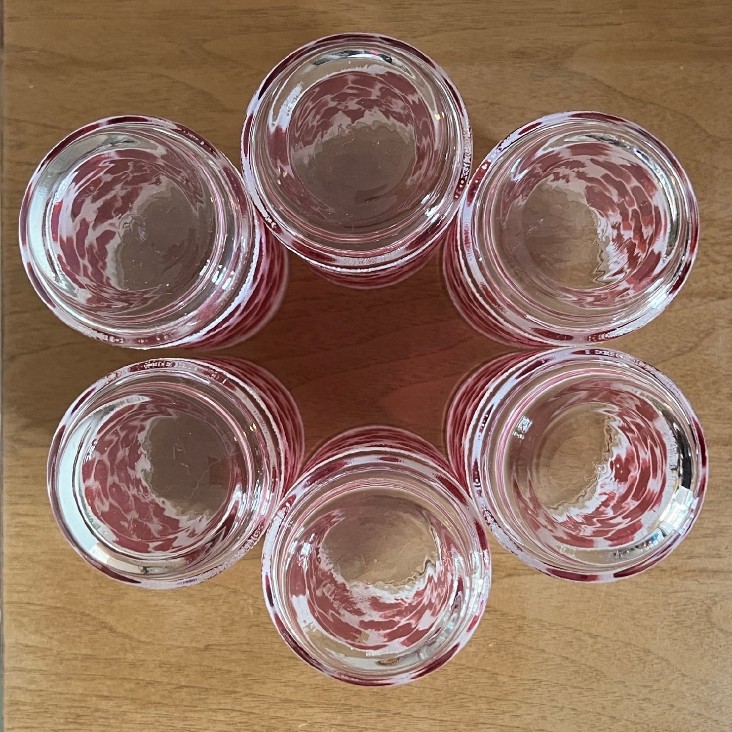 Libbey-Concord-Cranberry-Pink-Dot-Glasses.-Botton-view.-Shop-eBargainsAndDeals.com