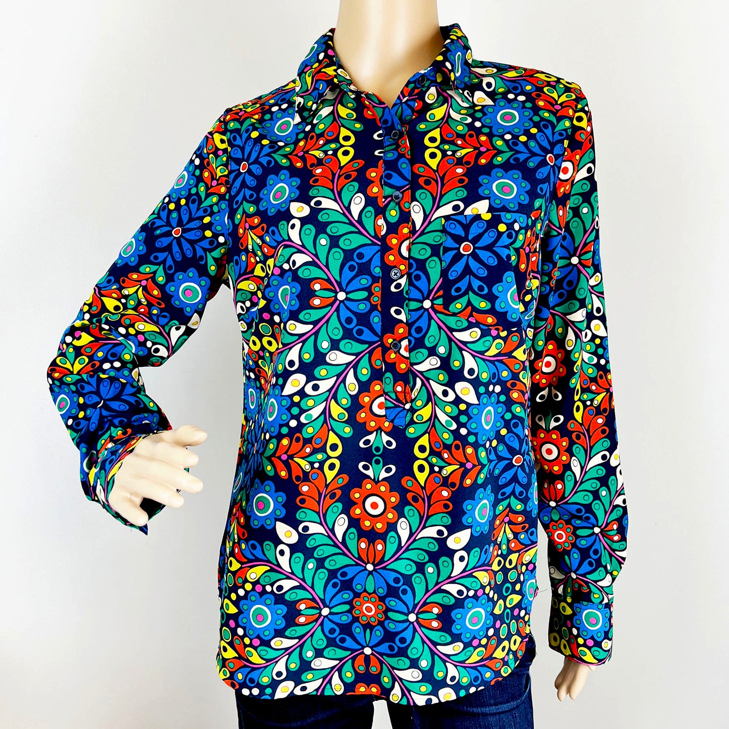Merona-Blue-Green-Floral-Paisley-Popover-Top.-Shop-eBargainsAndDeals.com