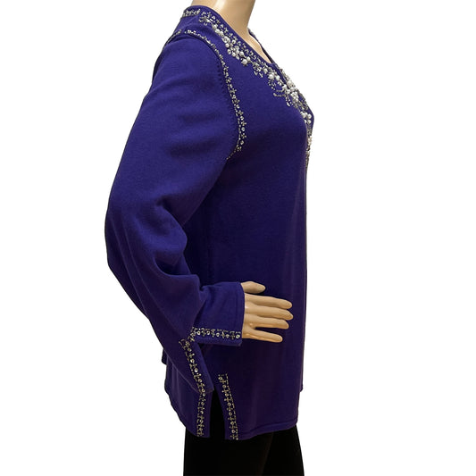 Quacker-Factory-Beaded-Purple-Top.-Holiday-wear.-Side-View.