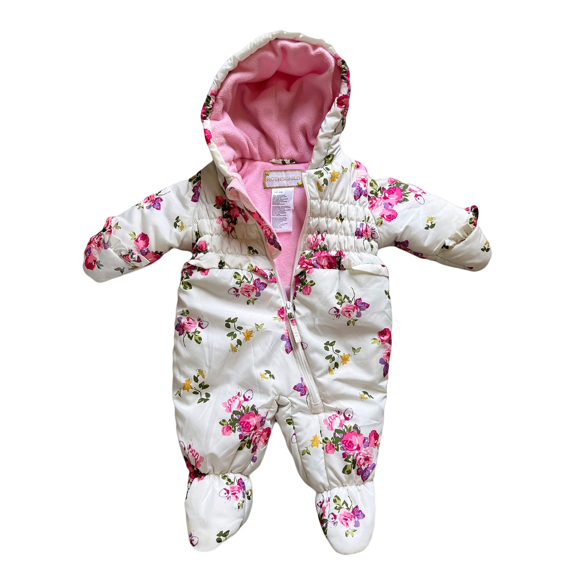 Rothschild-White-Floral-Baby-Bunting-Snowsuit.-Size-3M-6M.-Shop-eBargainsAndDeals.com.