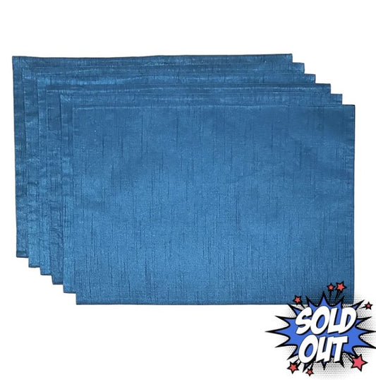 Elegant Blue Silk Shantung Placemats, Set of 6