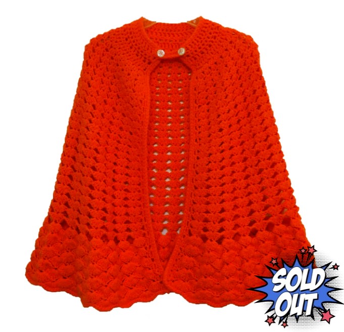 Vintage Orange Crochet Cape