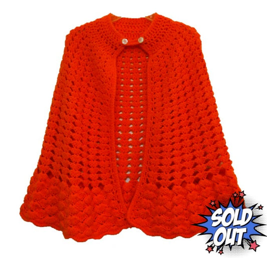 Vintage Orange Crochet Cape
