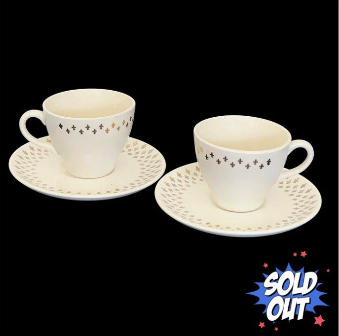 SCIO Golden Wheat Fleur-de-Lis China Cup and Saucer Set