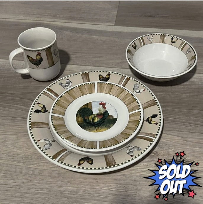 Oneida Casual Settings "On the Farm" Stone Dinnerware Set. 16-pcs.