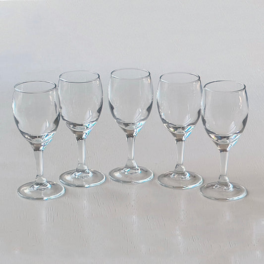 Set-of-5-clear-glass-skinny-stem-goblets.
