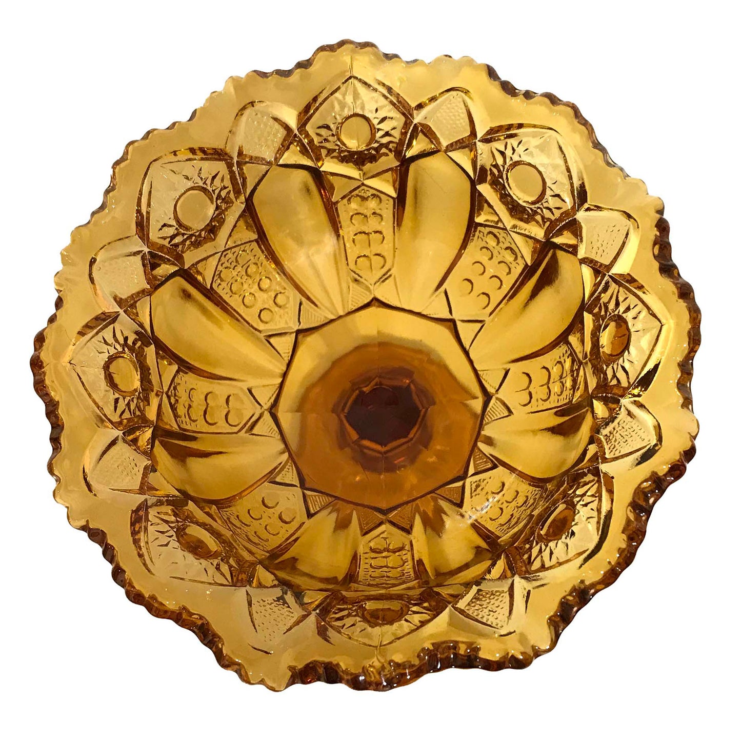 Smith-Glass-Quintec-Amber-Antique-Crystal-Pedestal-Bowl-Interior-view.-