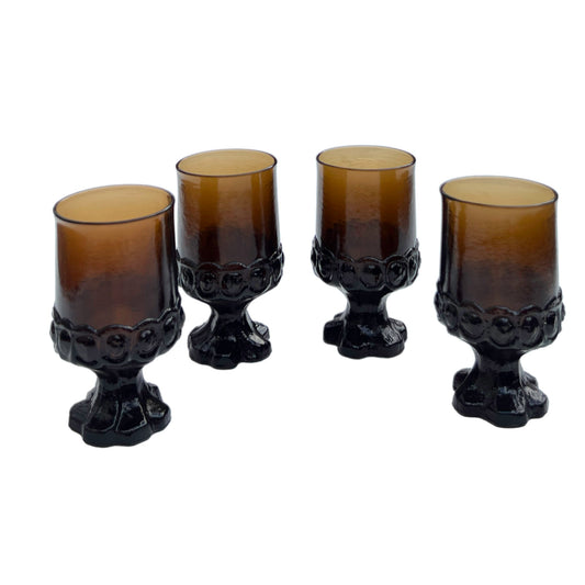 Tiffin-Franciscan-Brown-Smoke-Footed-Water-Goblets.