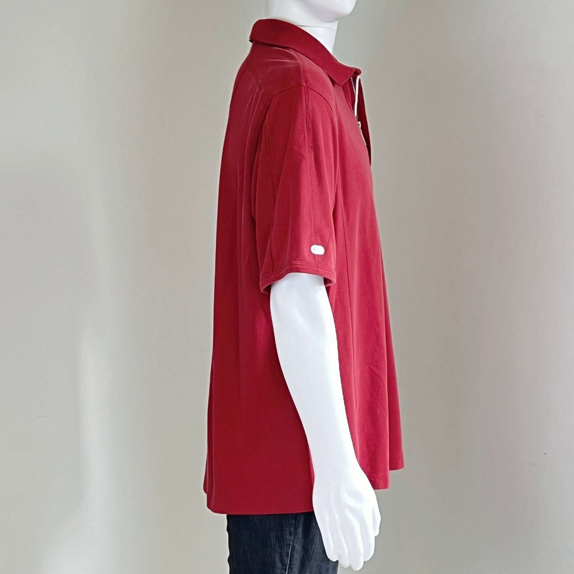 Tommy-Bahama-Short-Sleeve-Red-Polo-Shirt.-Side-view.
