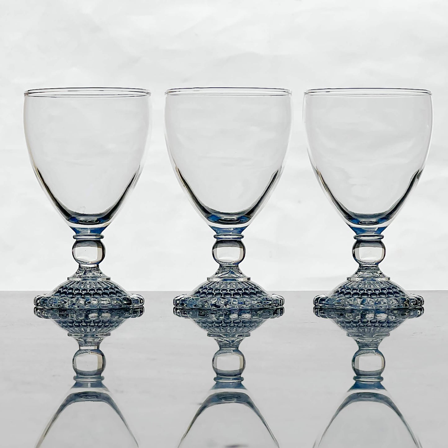 Vintage-Anchor-Hocking-Clear-Bubble-Foot-Goblets