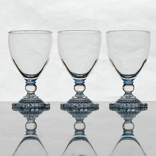 Vintage-Anchor-Hocking-Clear-Bubble-Foot-Goblets