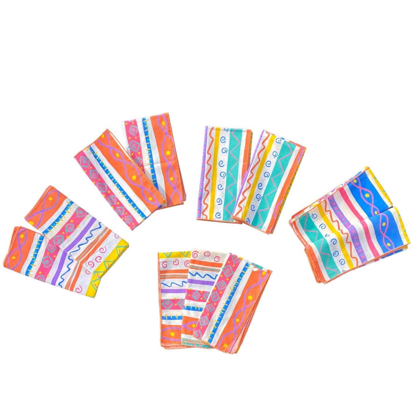 Bring on the party and let's have fun! These vintage whimsical cotton dinner napkins are just what you need to take your event to the next level! This is a 16.5 x 15.5 inch square napkin that can be folded multiple ways! Sold in sets of 6 napkins. The colors are as vibrant as the day they were purchased! Buy them for yourself or someone you love!-Shop-eBargainsAndDeals.com