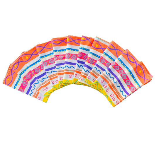 16"-Vintage-Cotton-Cloth-Dinner-Napkins.-Multi-color-yellow, white, orange, pink.-Set-of-6-or-12-napkins. Shop-eBargainsAndDeals.com.
