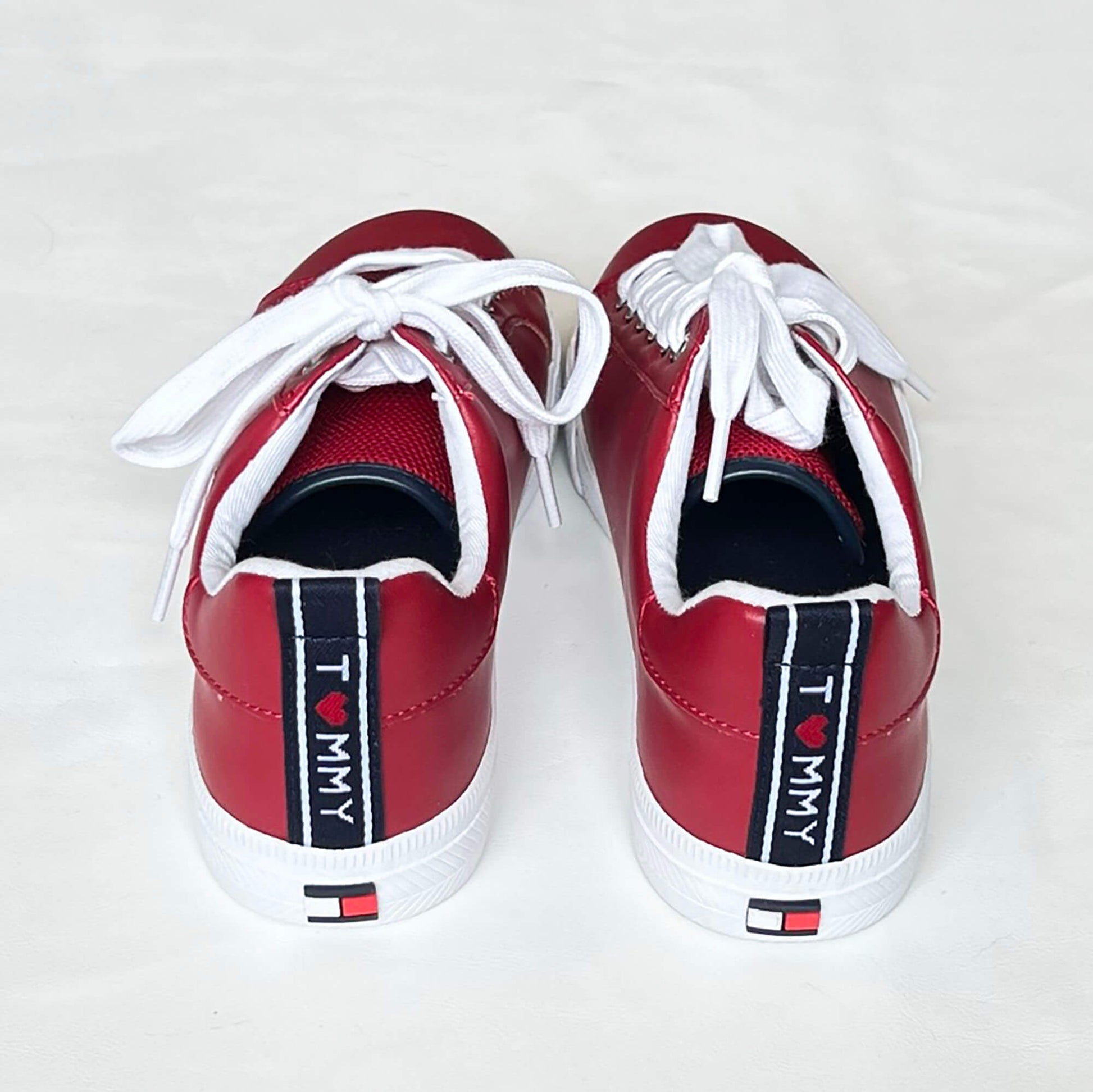 Womens-Red-Leather-Sneakers.-7.5.-Back-view.-Shop-eBargainsAndDeals.com