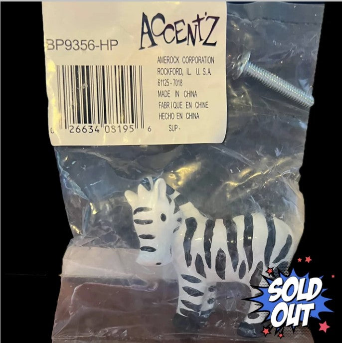 Zebra Figurine Door Drawer Pulls Set