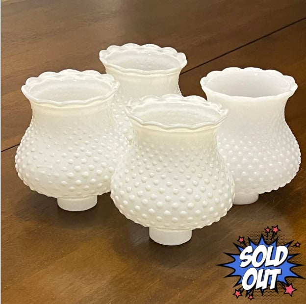 Vintage White Milk Glass Hobnail Glass Lamp Shades