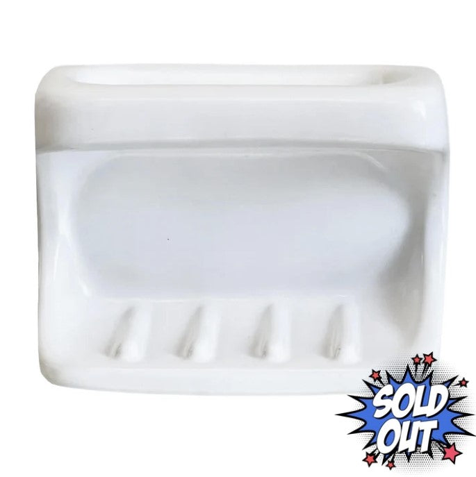 White Wall Mounted Bathroom Soap Dish with Grab Bar