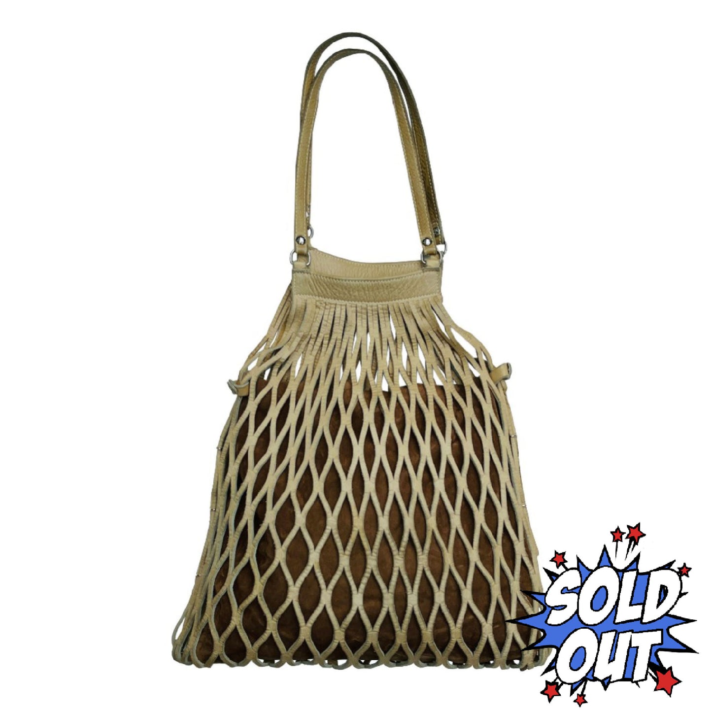 San Giorgio 1970s Hippie Leather and Suede Cut-Out Hobo Bag