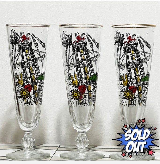 Libbey Treasure Island Pilsner Beer Glasses 8.5 in. Set of 3.