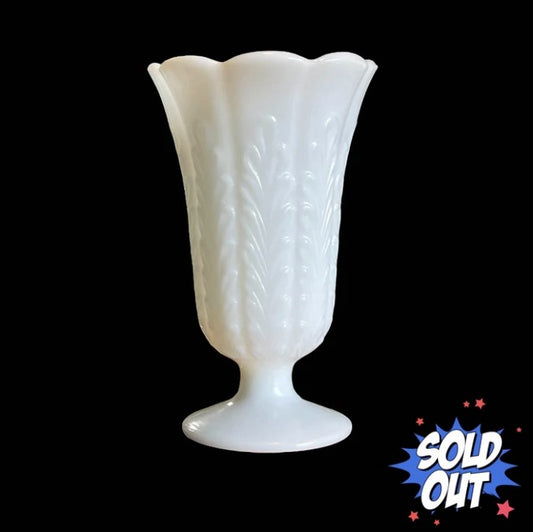 Vintage E.O. Brody Milk Glass Vase. Fluted. M5200