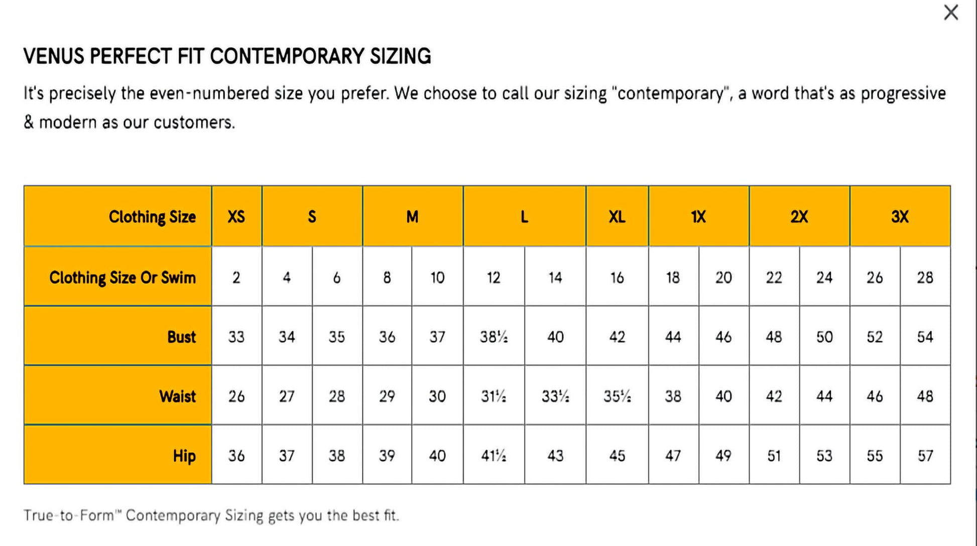 venus-clothing-chart