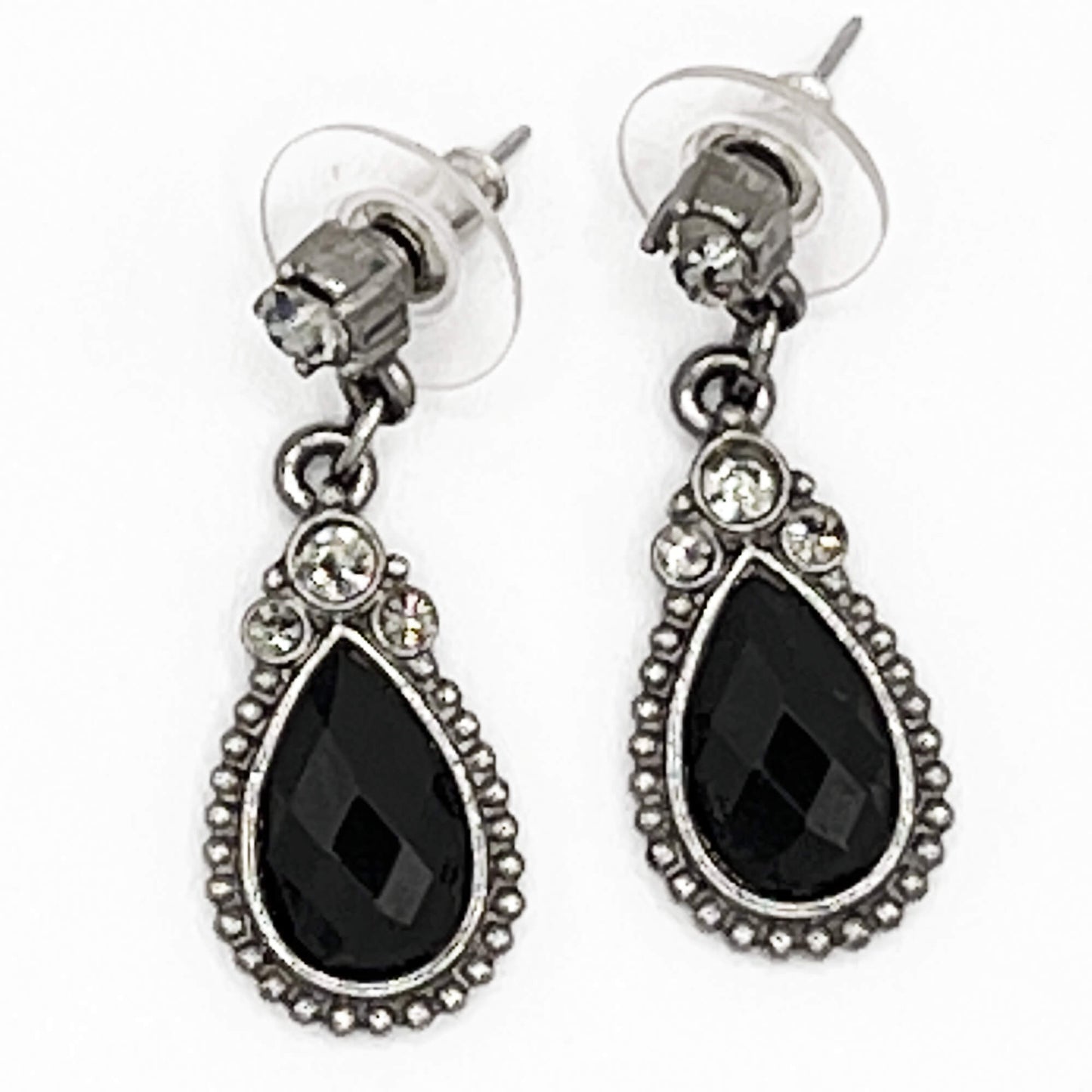 Black-onyx-and-diamond-hanging-earrings_-vintage.
