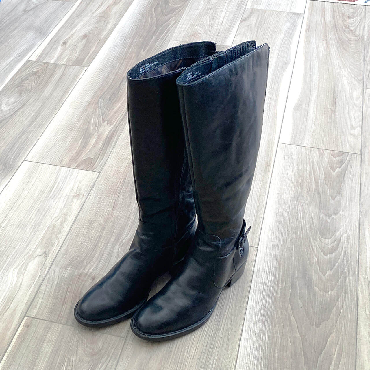 Born Helen Black Leather Equestrian Riding Boots. Size 7M.