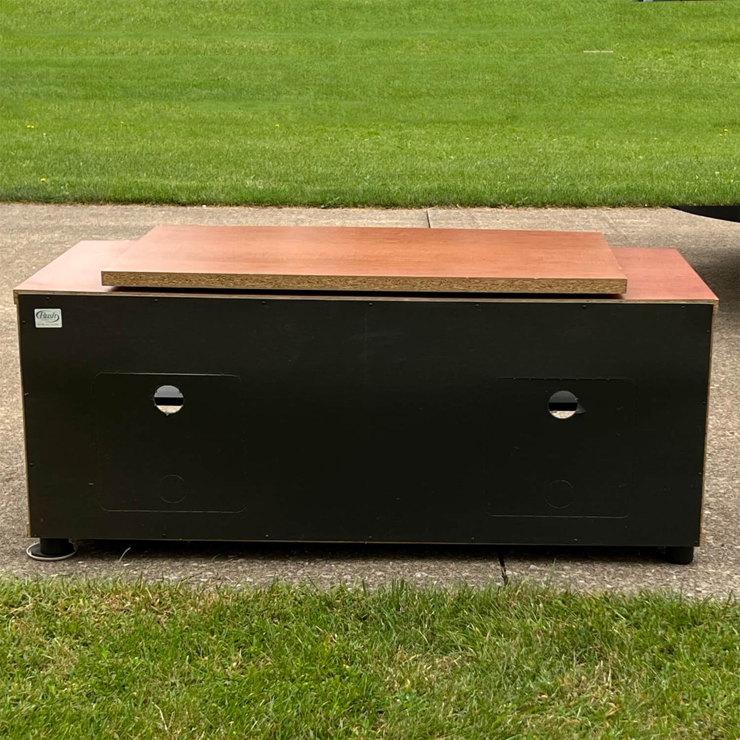 Bush-Brown-and-Black-Tv-Stand-Cabinet_-Swivel.-Back-view.--Shop-eBargainsAndDeals.com.