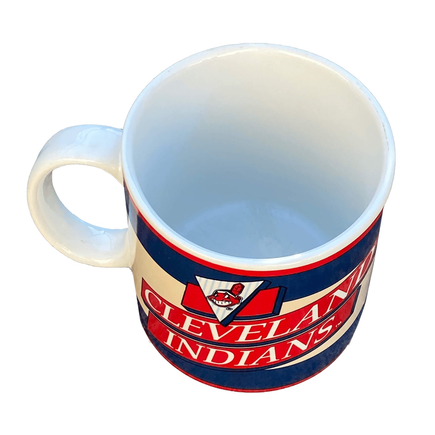 Cleveland-Indians-Baseball-Chief-Wahoo-Ceramic-Mug.-Angle-View.