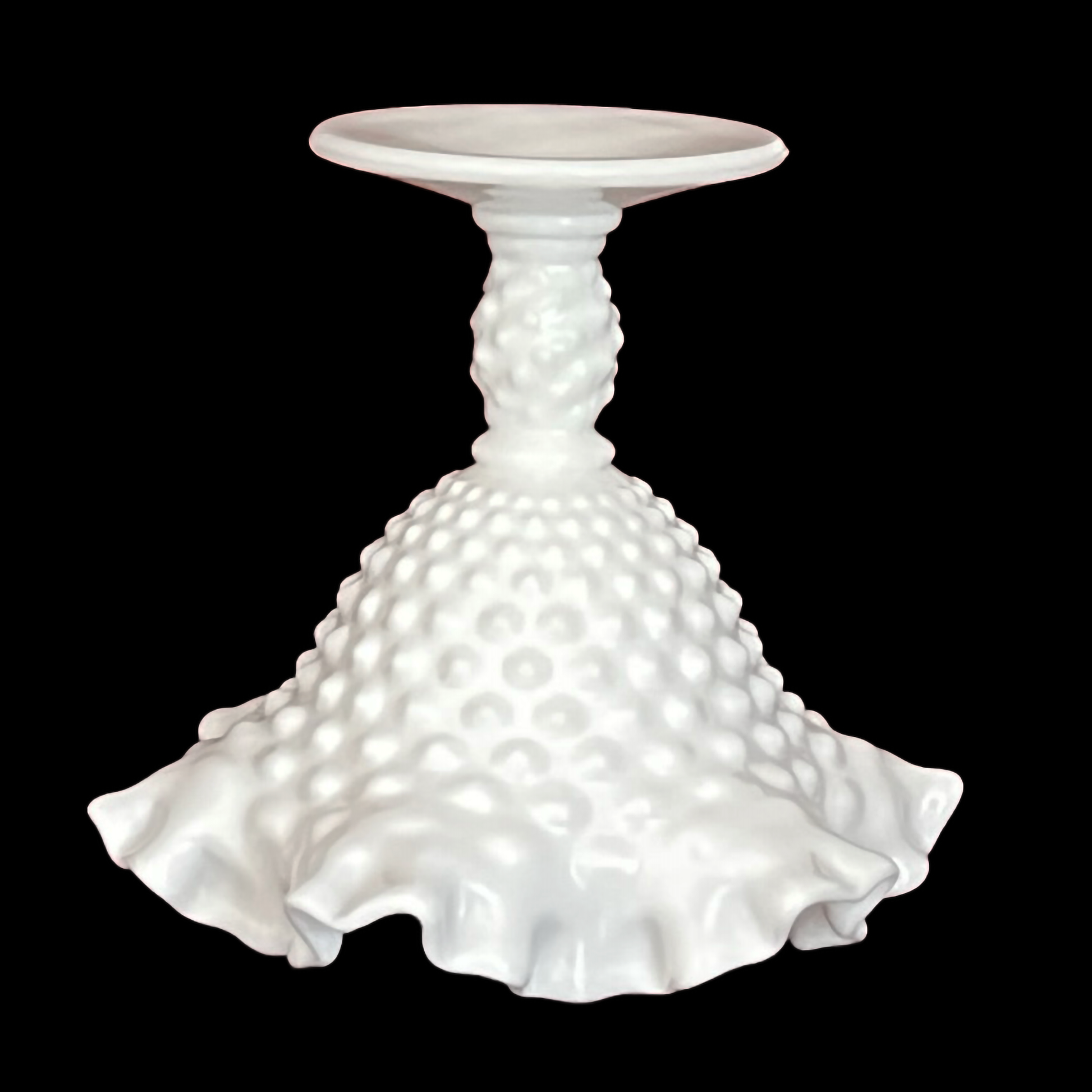 Fenton-white-milk-glass-candy-bowl, upside-down-view