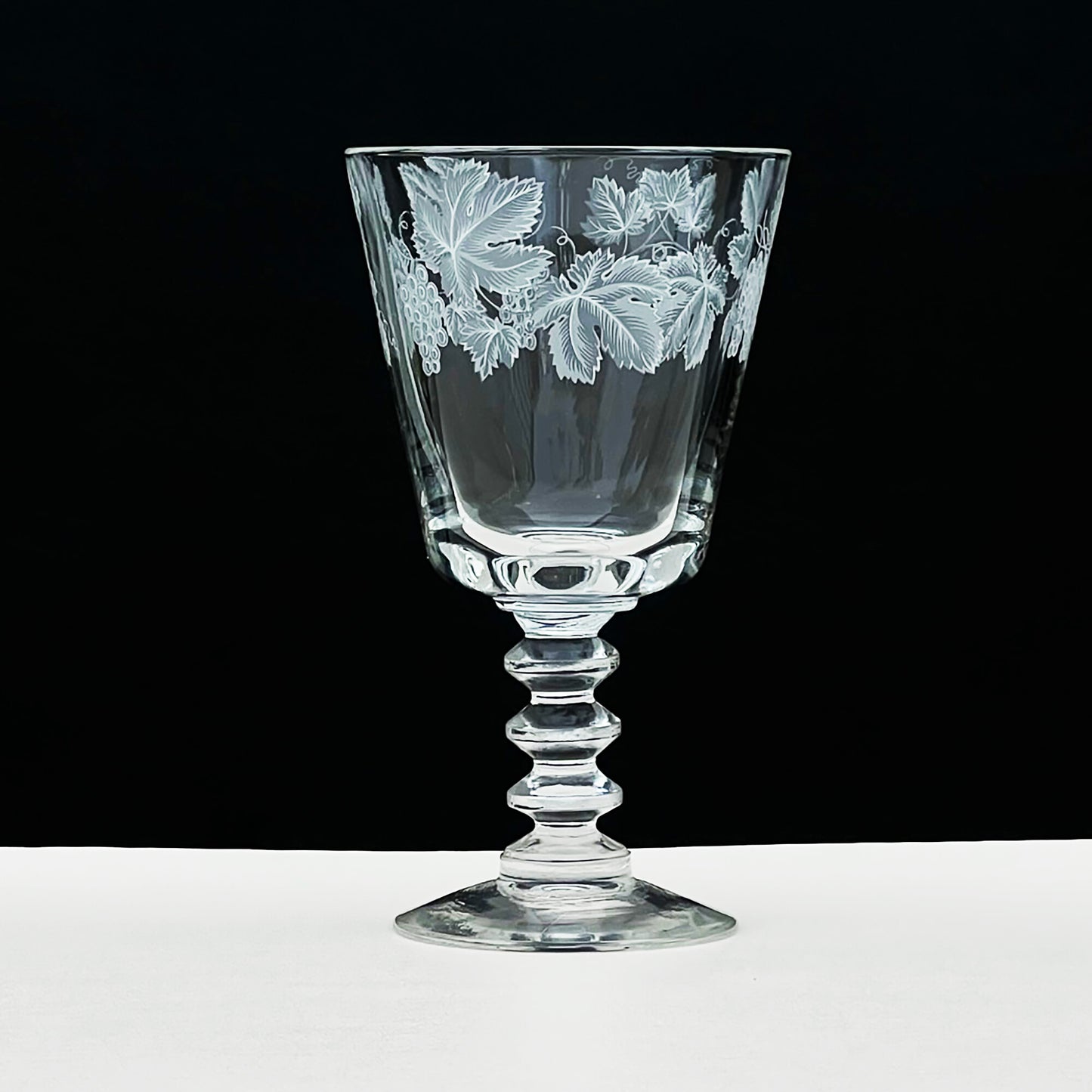 Javit Etched Crystal Stemmed Goblets
