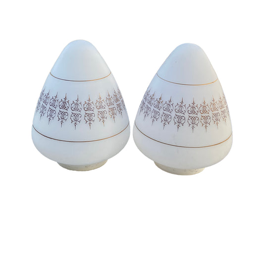 8-in Art Deco Frosted Teardrop, Bullet-Shaped Pendant Light Replacement Glass Shades, Vintage, Set of 2.