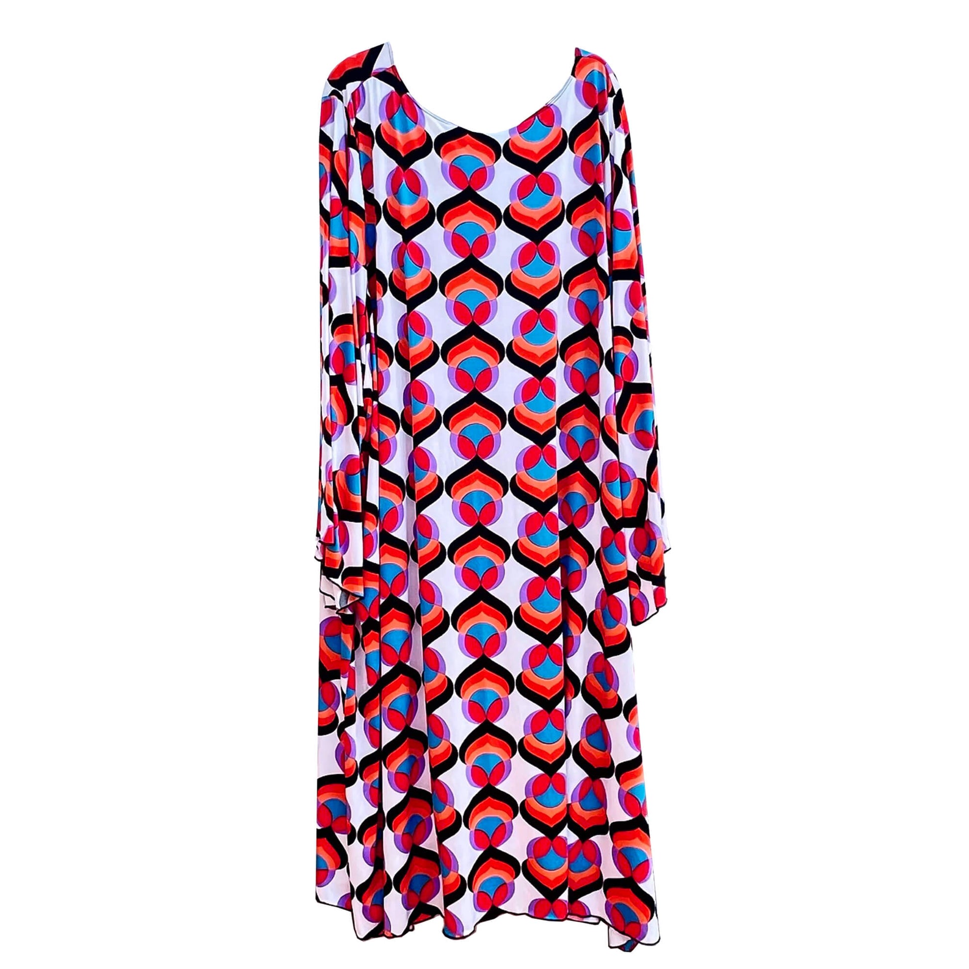 Sanctuary-Designs-Mod-Multicolor-Vintage-Caftan-Muumuu-Dress,-size 6x-7x, back-view.-Shop-eBargainsAndDeals.com