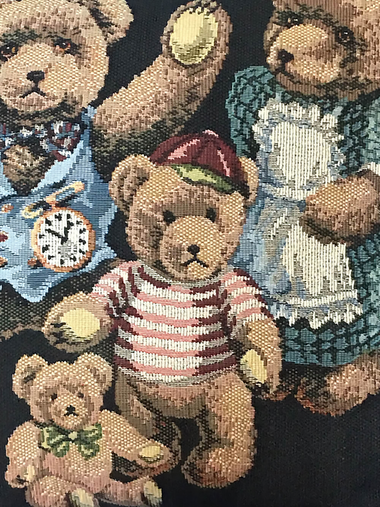 Dakota-Black-3-Bears-Square-Tapestry-Pillow. Close-up-view.-shop-eBargainsAndDeals.com