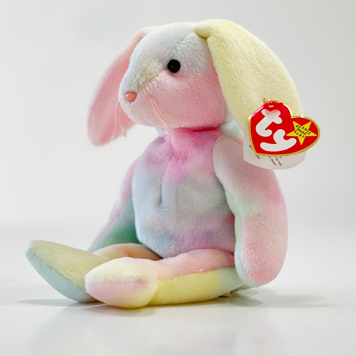 Ty-Hippie-Tie Dye-Plush-Bunny-Rabbit-Beanie-Toy-Side-View.2-Tag.-Shop-eBargainsAndDeals.com