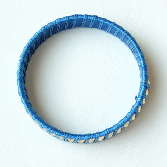 Womens-fashion-jewelry-gold-bangle-blue-fabric-bracelet_-view-3