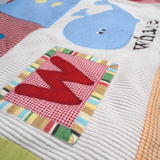 Alphabet soup blanket embroidery