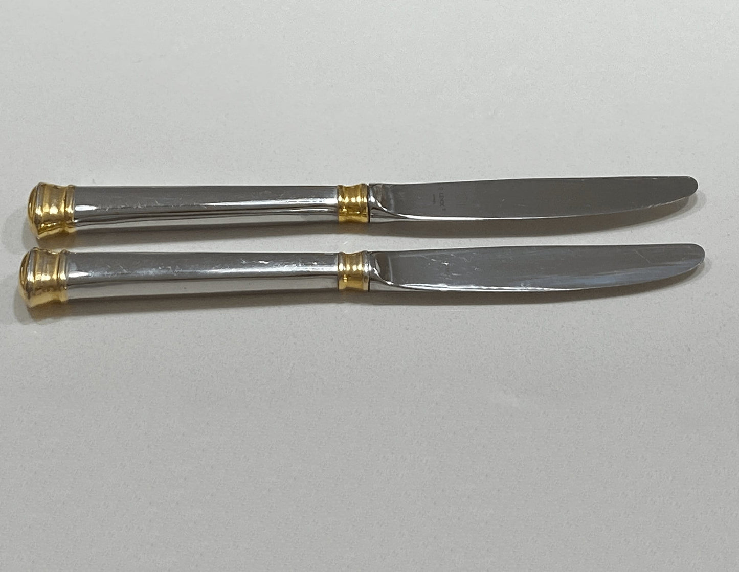 Vintage Lenox Eternal Gold Stainless Dinner Knives, Gold Accents - Set of 2