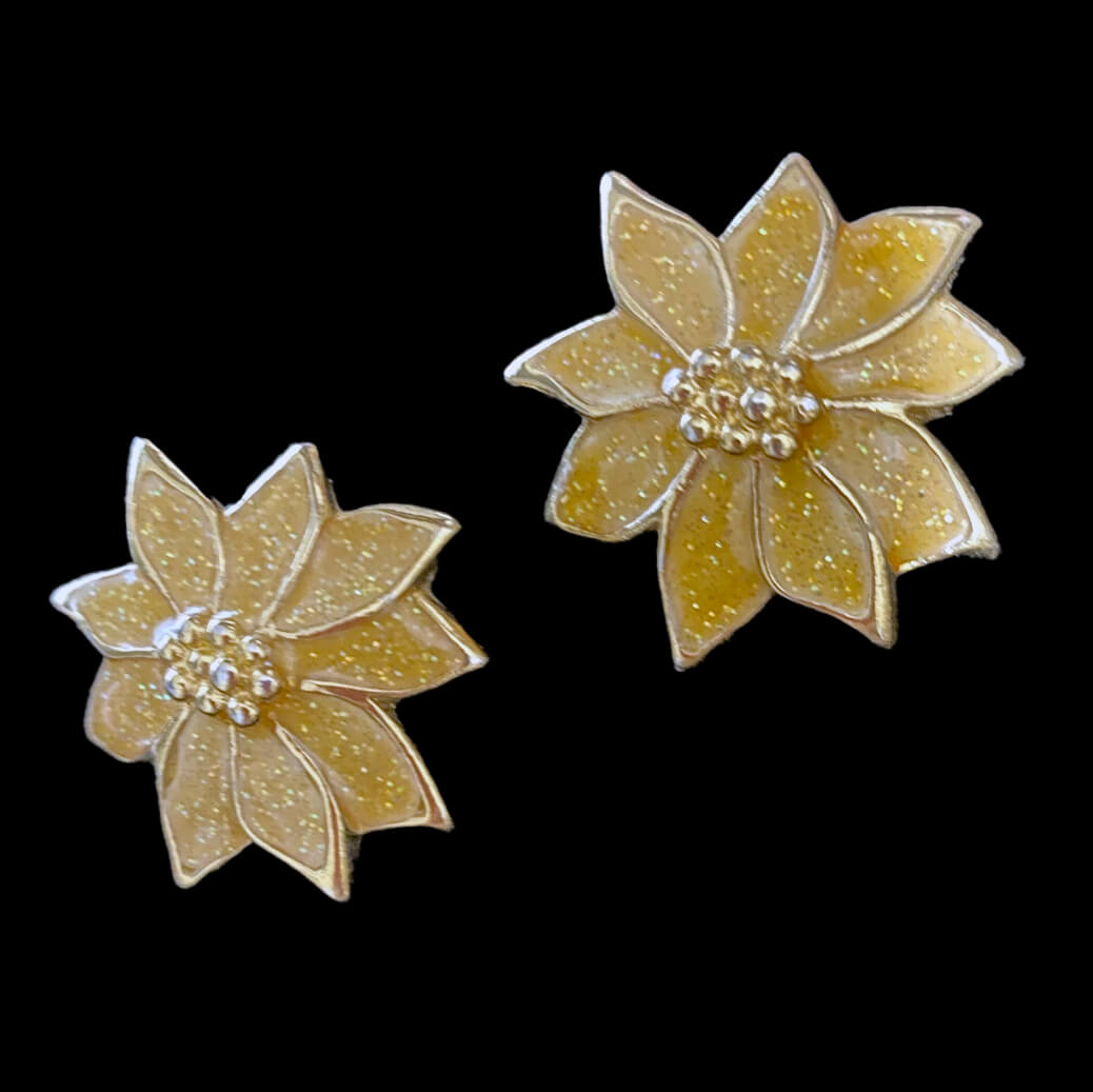 Vintage Gold Flower Enamel Earrings