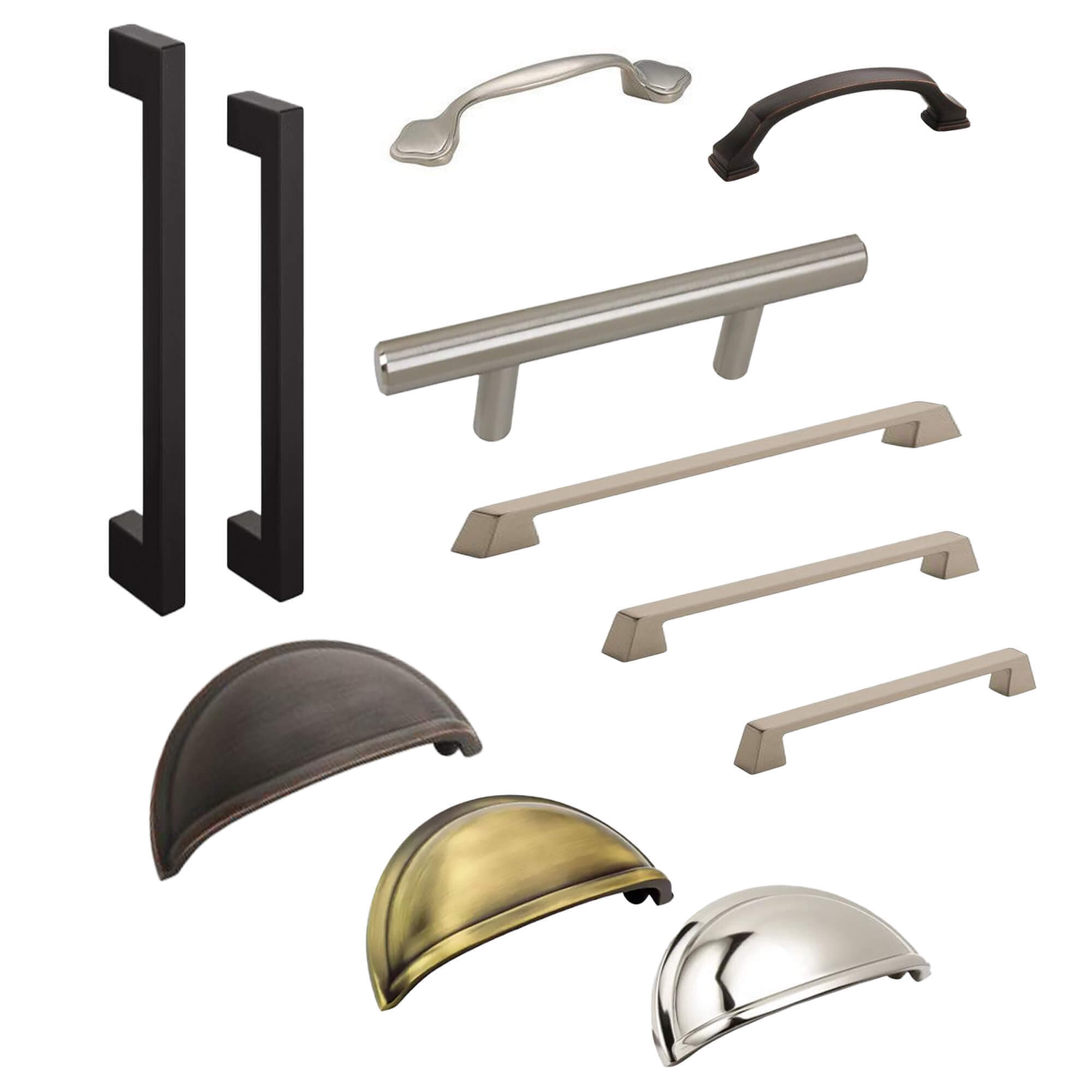 Variety-of-metal-door,-drawer,-and-cabinets pulls, knobs